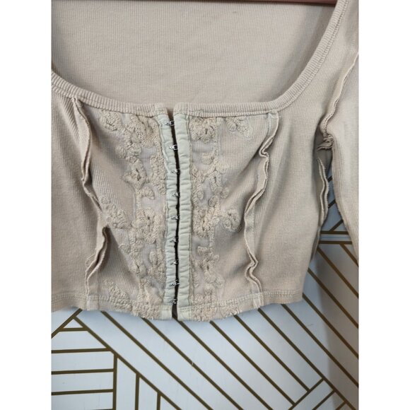 URBAN OUTFITTERS Women's Long Sleeve Corset Hook Closure Embroidery Size S READ - Picture 4 of 12